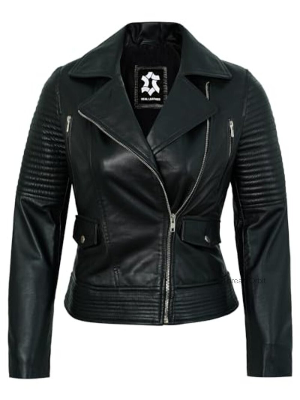 Women's Real Lambskin Leather Moto Jacket Asymmetrical Zip Closure